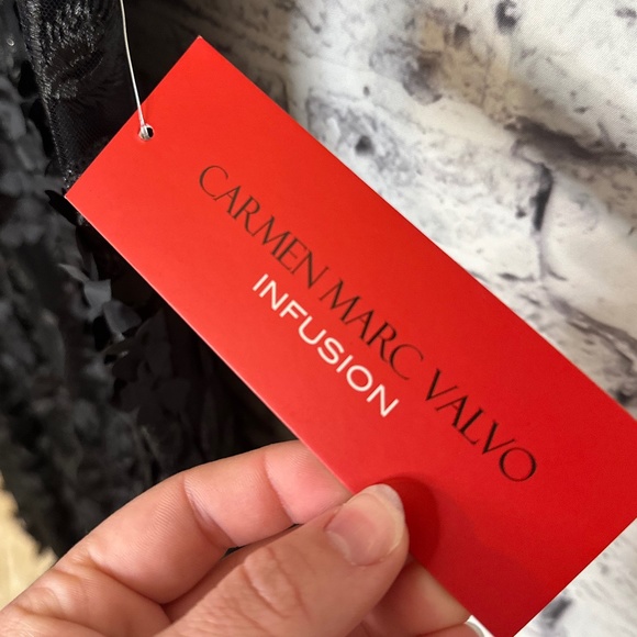 Carmen Marc Valvo Black Lace and Floral Maxi Dress Size 12 - Picture 5 of 11